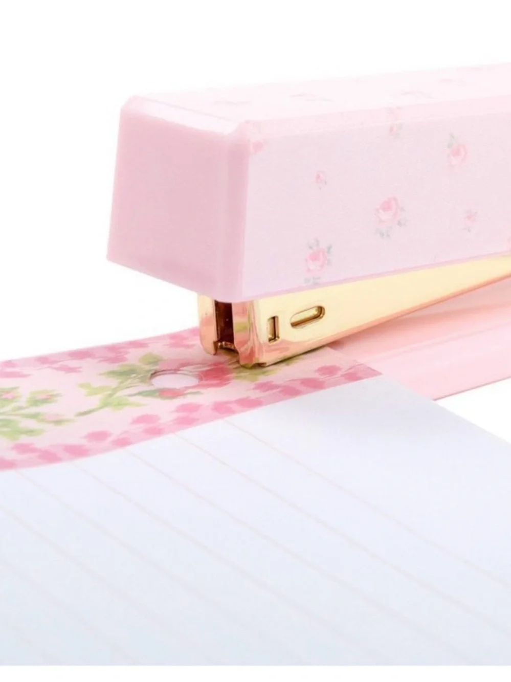 LoveShackFancy Pink Floral Stapler with Gold Accents